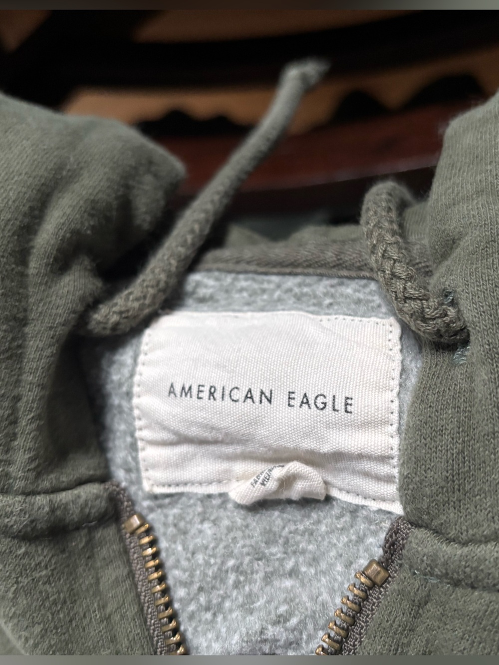 American Eagle Outfitters Olive Green Zip-Up Hoodie